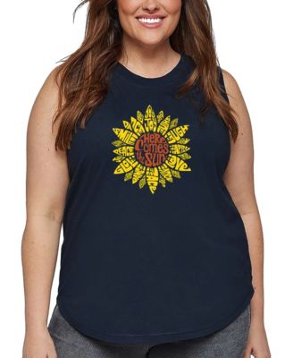 Plus Size Sunflower Word Art Tank Top