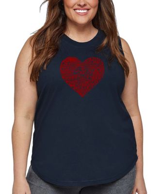 Plus Size Country Music Heart Word Art Tank Top
