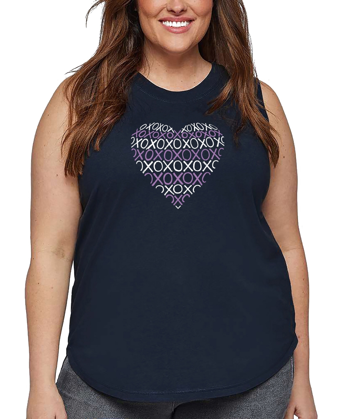 La Pop Art Plus Size Crazy Little Thing Called Love Word Art Tank Top In Blue