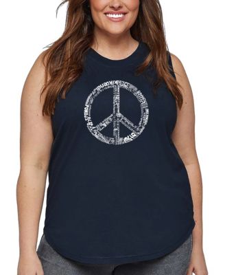 Plus Size Peace in 77 Languages Word Art Tank Top