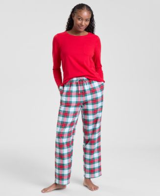 Holiday Lane Women's Merry Plaid Crew Neck Matching Family Pajamas