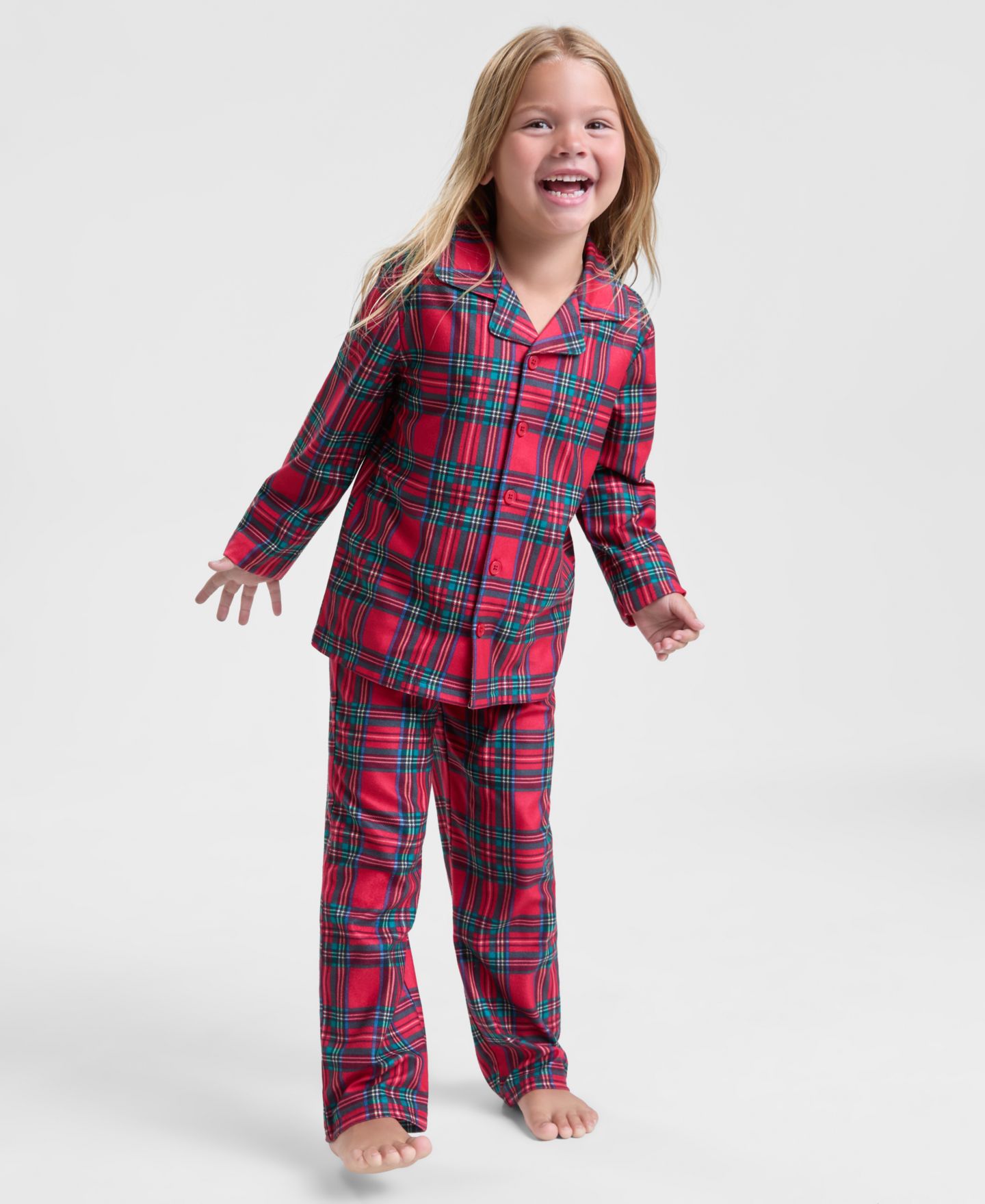 Holiday Lane Little & Big Kids Brinkley Plaid Notch Collar Matching Family Pajamas Set, цвет: Клетчатый — фото 6