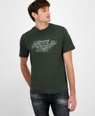 GUESS - Men's Short Sleeve Crewneck Embroidered Triangle Logo T-Shirt