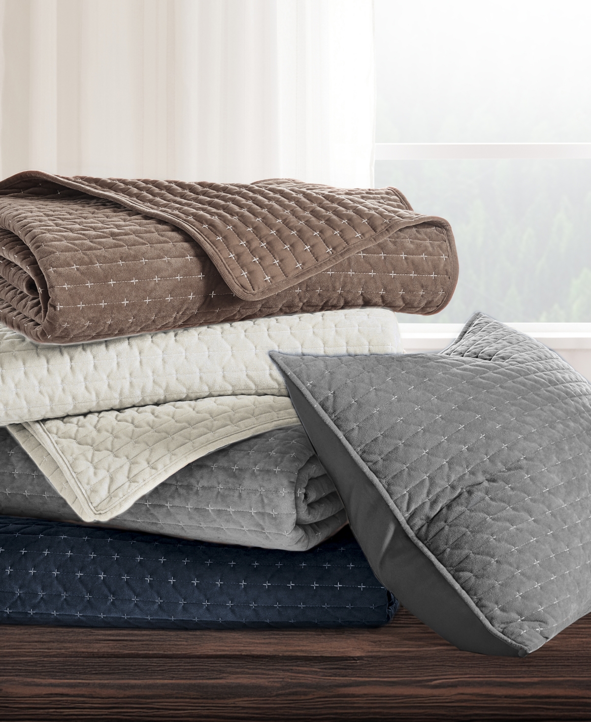 Levtex Velvet Stitch Reversible 2-pc. Quilt Set, Twin/twin Xl In Gray