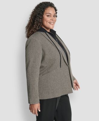 Plus Size Herringbone Blazer