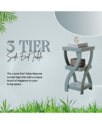 3 Tier End Table - Square End Table - Table for Bedroom - End Table with Shelves - Bedside Nightstand