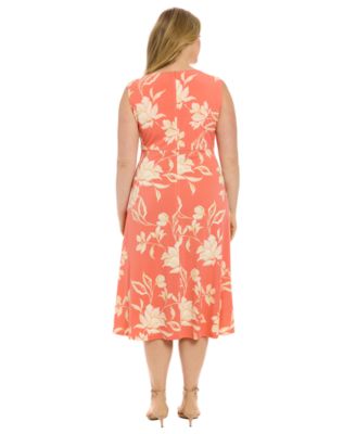 Plus Size Printed Sleeveless Midi Dress