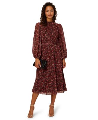 Women's Floral Chiffon Midi Dress