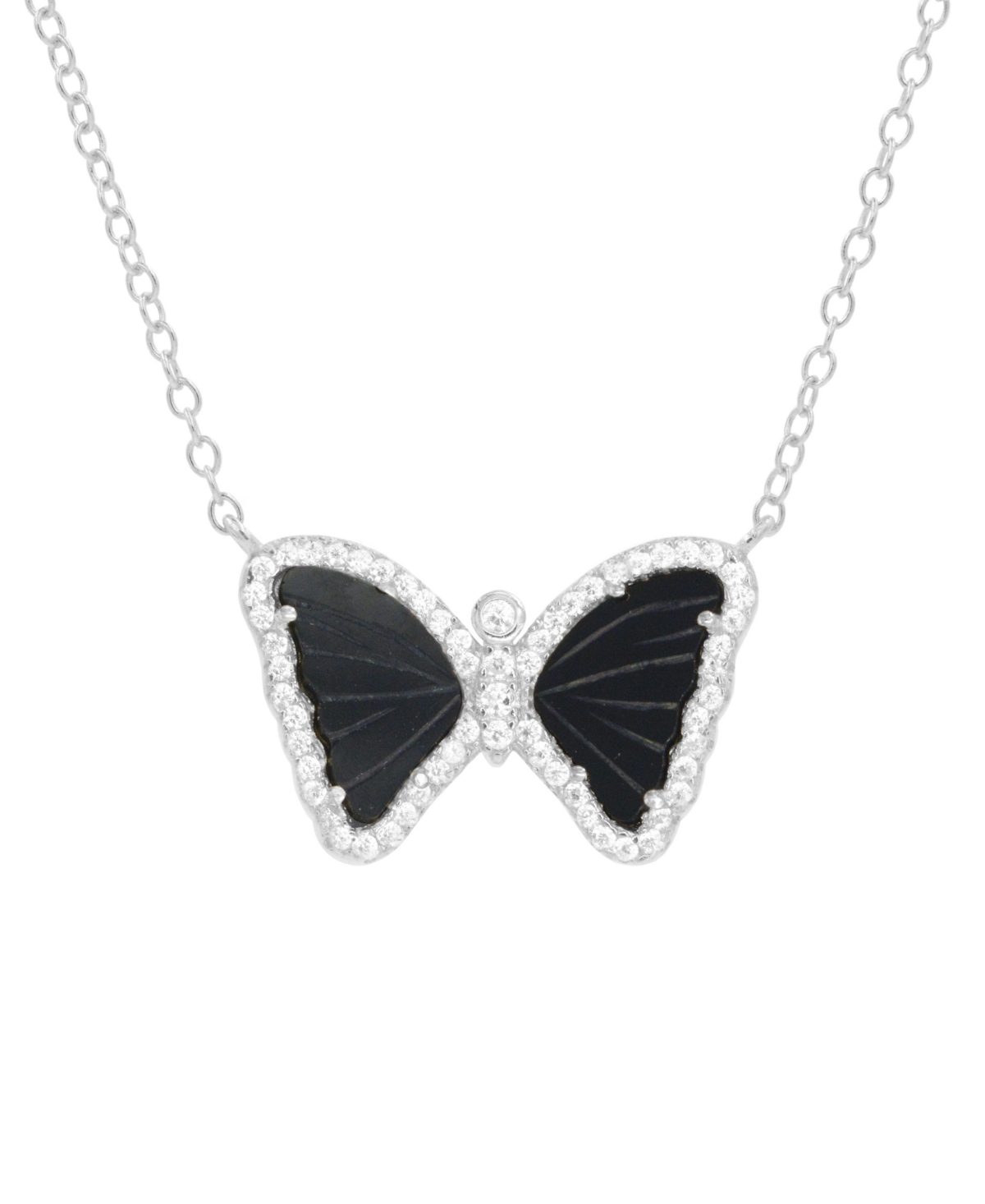 Kamaria Mini Butterfly Necklace With Black Onyx In 14k Gold Plated Sterling Silver