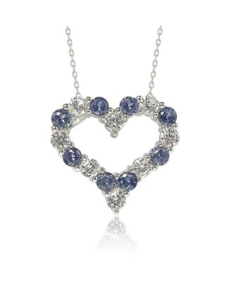 Sterling Silver Sapphire Heart Eternity Pendant