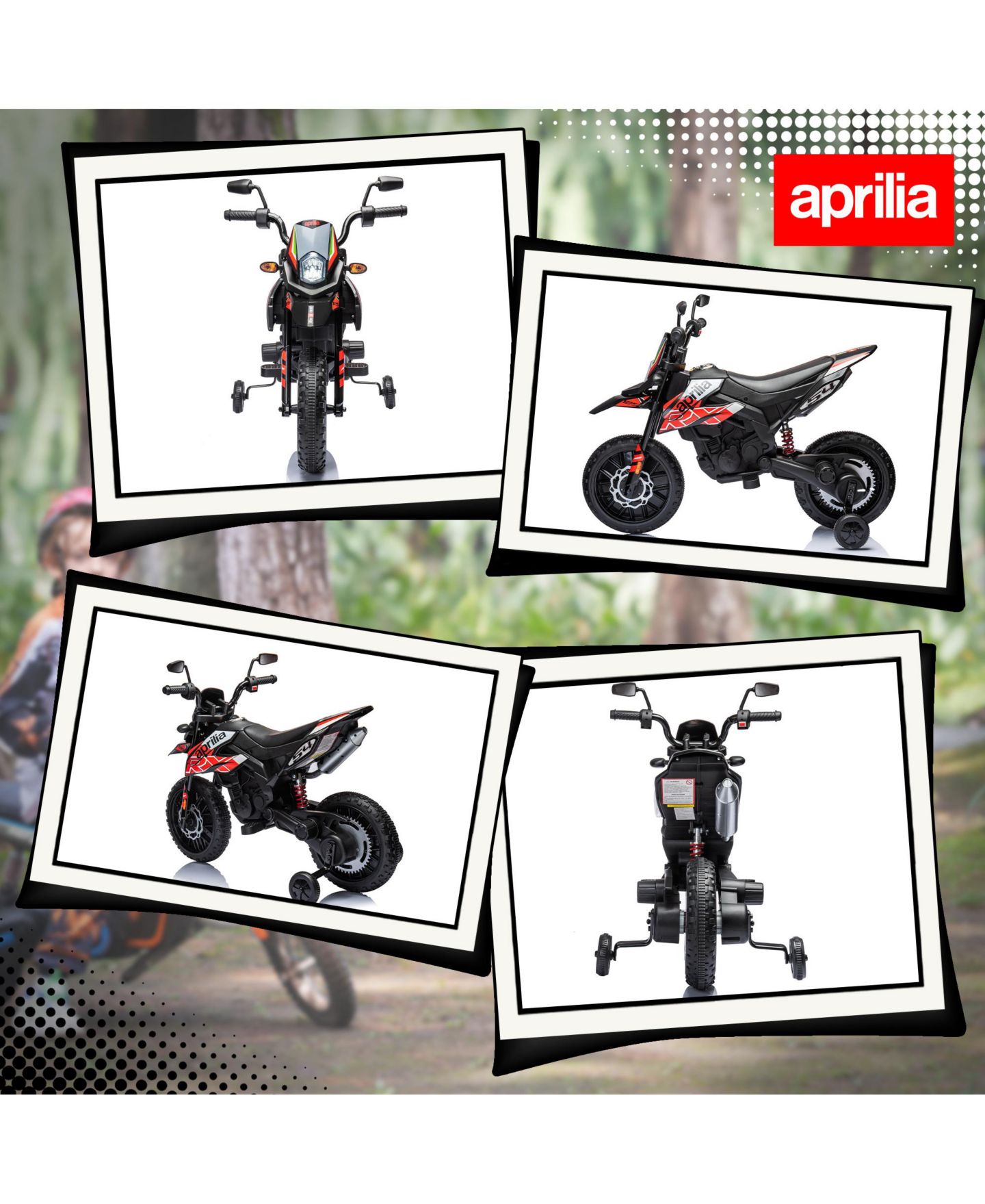 Детская игрушка Qaba 12V Aprilia Licensed Kids Motorcycle with Training Wheels, Ages 3-10, цвет: Красный — фото 7