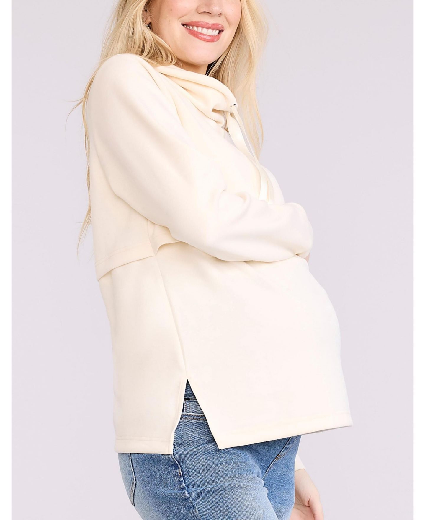 Женский свитшот Motherhood Maternity Funnel Neck Pullover Nursing, цвет: Состаренный белый — фото 3