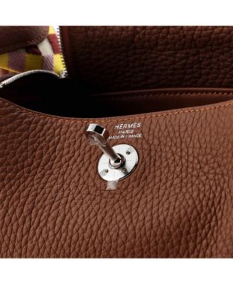 Pre-Owned Hermes Mini Lindy Quadrille Bag Clemence with Canvas