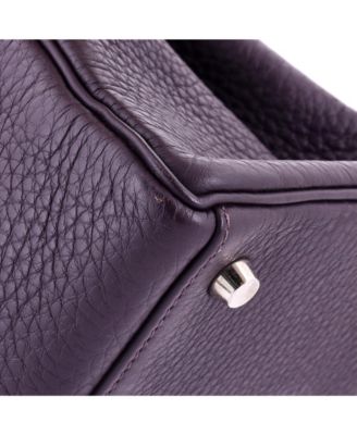 Pre-Owned Hermes Kelly 32 Handbag Purple Clemence with Palladium Hardware