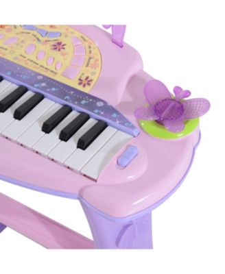Kids Piano Keyboard Drum Set with Sounds, Microphone, Stool