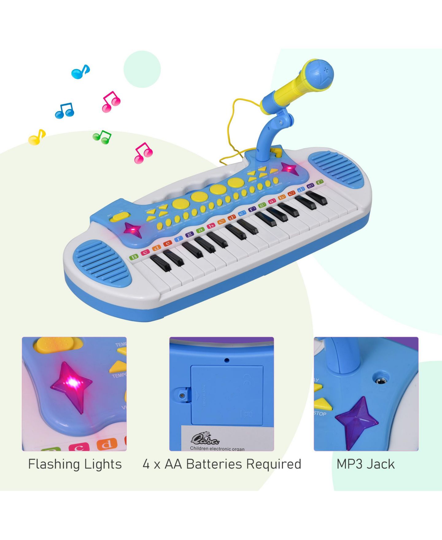 Детская игрушка Qaba Kids Toddler Toy Piano Keyboard w/ Sitting Stool and Working Microphone — фото 5