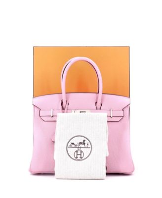 Pre-Owned Hermes Birkin 30 Handbag Pink Clemence with Palladium Hardware