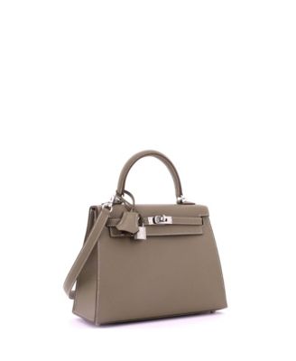 Pre-Owned Hermes Kelly 25 Handbag Grey Epsom with Palladium Hardware