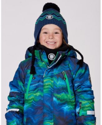 Boy Lined Peruvian Knit Pompom Hat Blue and Green - Toddler|Child