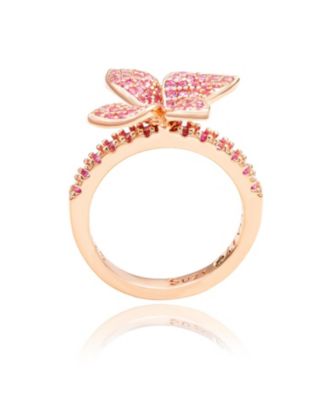 Suzy Levian Sterling Silver Sapphire Flower Ring