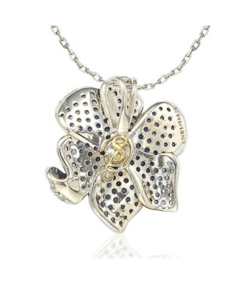 Suzy Levian Sterling Silver Sapphire Flower Petal Pendant