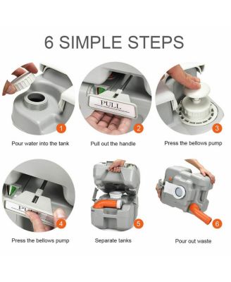 5.3 Gallon Portable Travel Toilet with Piston Pump Flush for Camping