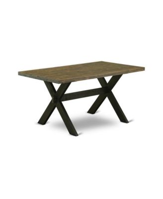 5-Piece Dining Set with Coffee Linen Parson Chairs and Rectangular Table with Wooden Cross Legs