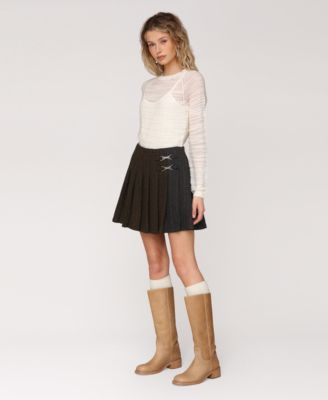 Women's Mixed Pattern Pleated Mini Skirt