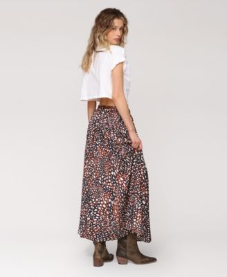 Women's High Slit Western Belt Maxi Skirt
