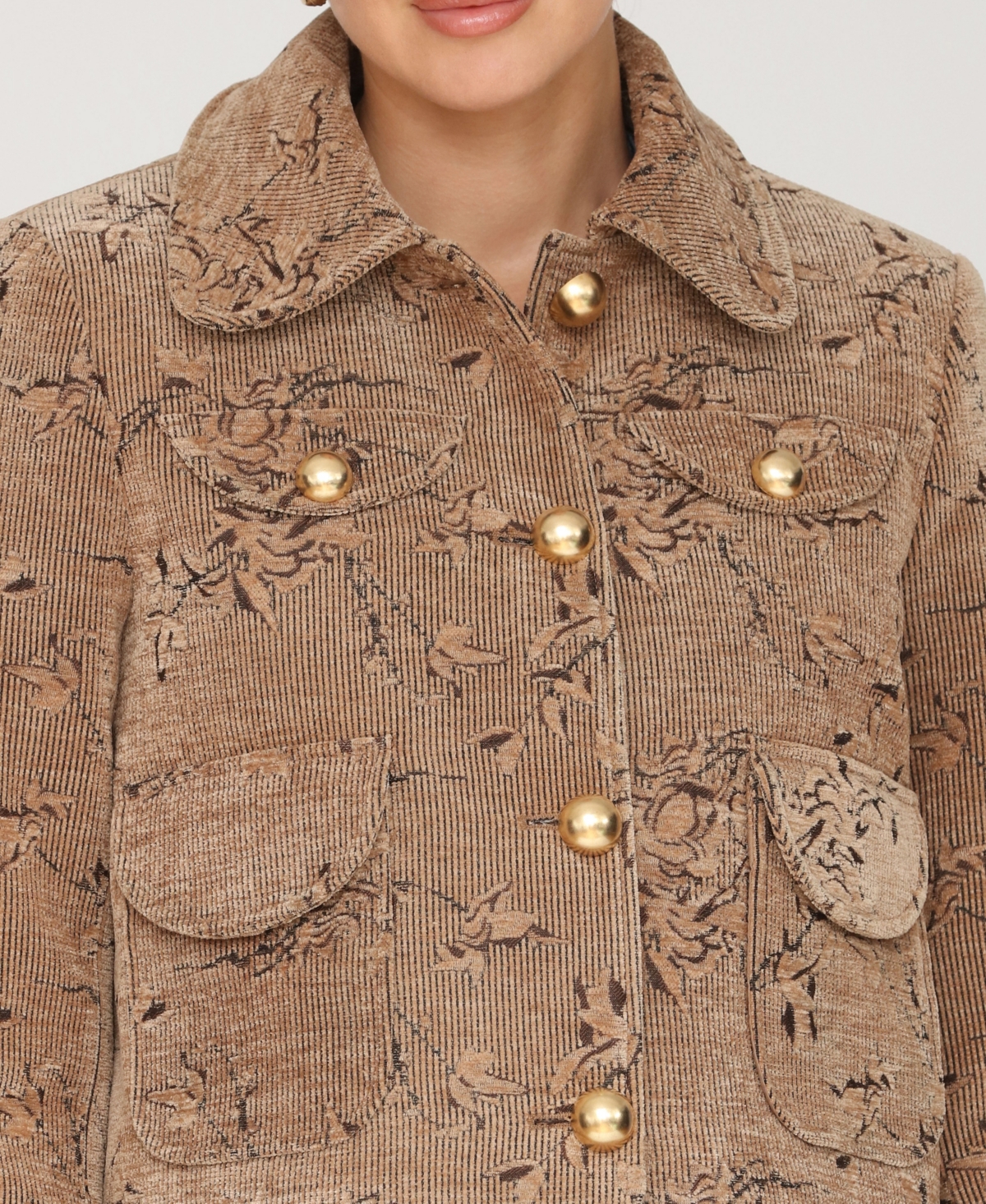 Avec Les Filles Crop Corduroy Jacket In Brown