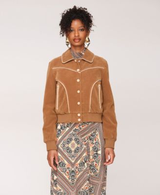 Women's Suede Combo Piping Western Jacket