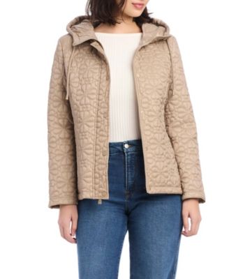 Women's Short Spade Flower Quilted Jacket W/ Hood