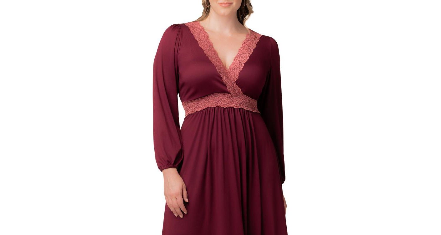 Women's Plus Size Lara Lace Trim Long Dress