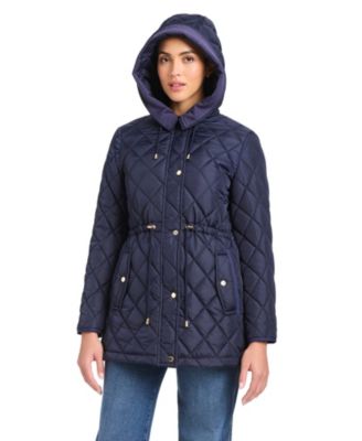 Women's Diamond Quilted Anorak Jacket With Hood