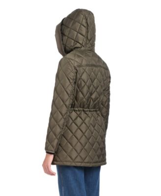 Women's Diamond Quilted Anorak Jacket With Hood