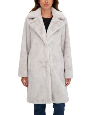 Women's Faux Fur Notch Collar 3/4 Coat