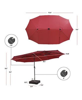 15FT Double-Sided Solar Patio Umbrella, Extra-Large Outdoor Twin Umbrella