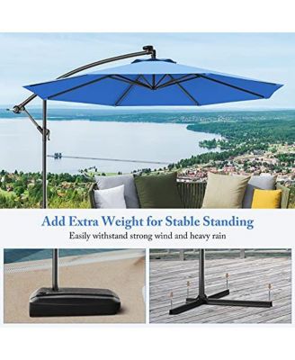 10 Feet Offset Hanging Umbrella with Base and Infinite Tilt