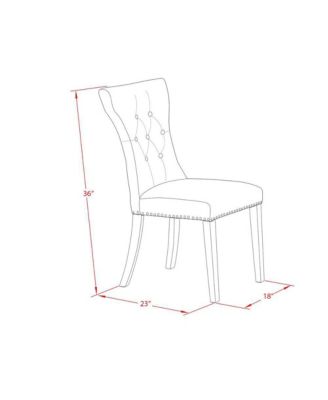 3 Piece Kitchen Set - Acacia Walnut Breakfast Table and 2 Brown Linen Fabric Kitchen & Dining Room Chairs Button Tufted Back with Nail Heads - Acacia Walnut Finish