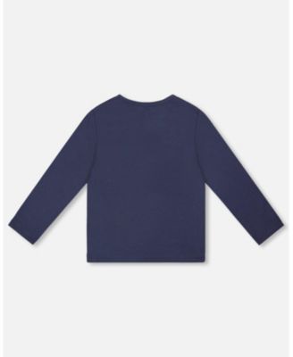 Girl Cotton T-Shirt Navy Blue with Apple Treats - Toddler|Child