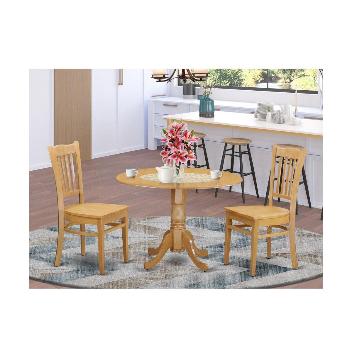 East West Furniture 3 Pc Dining room set - Dinette Table and 2 dinette Chairs