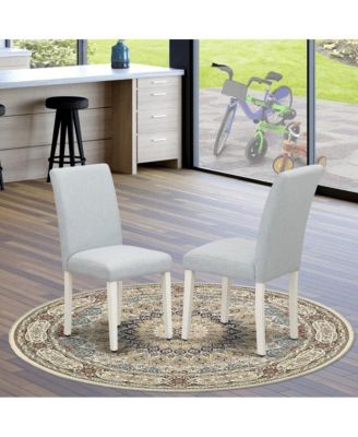 5-Piece Dining Set – Linen White Finish Table and 4 Upholstered High Back Chairs for Dining Room