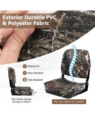 2-Piece Folding Boat Seat Set with Sponge Padding - Camouflage