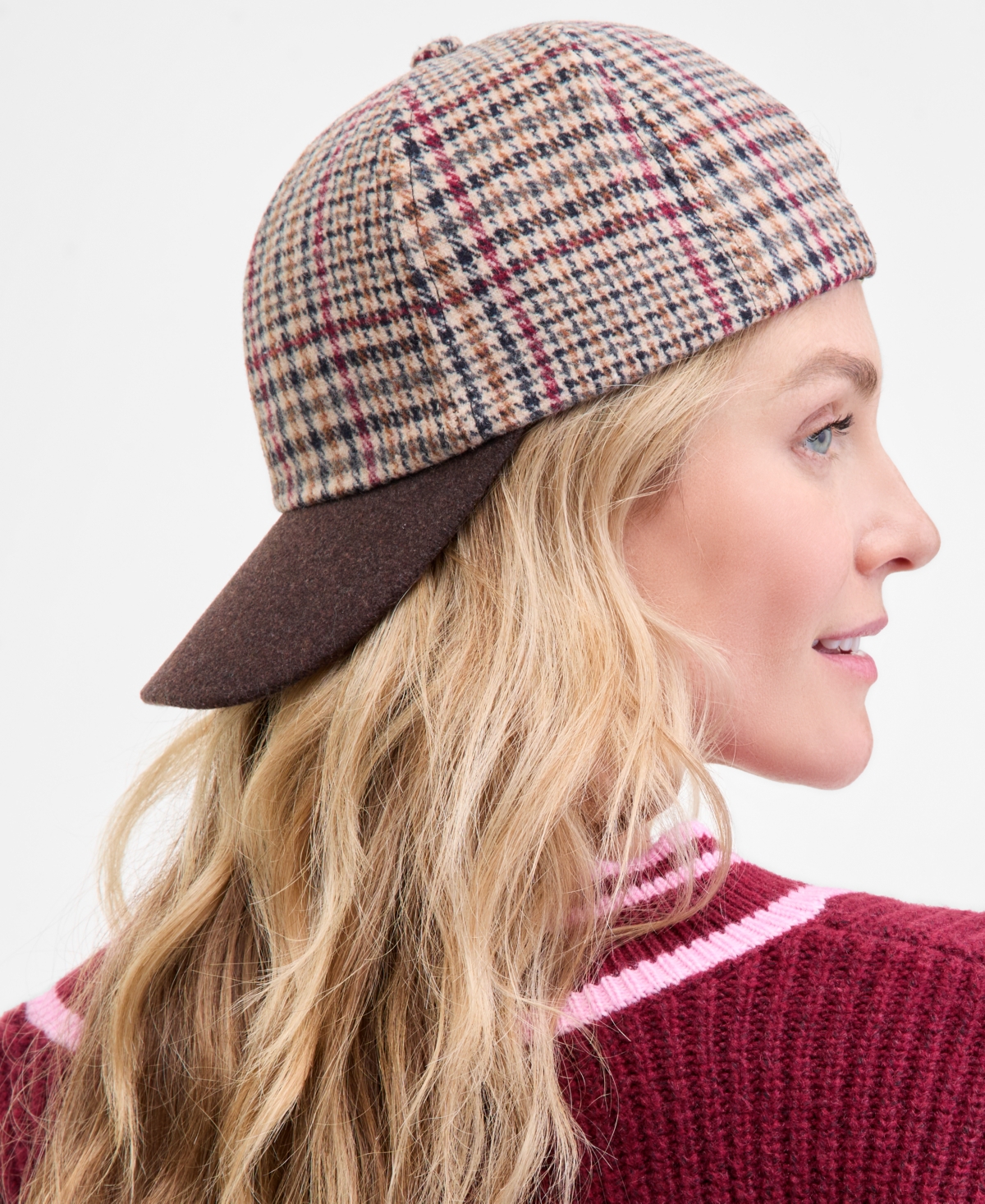 On 34th Plaid Baseball Cap, Macy's Exclusive In Brown