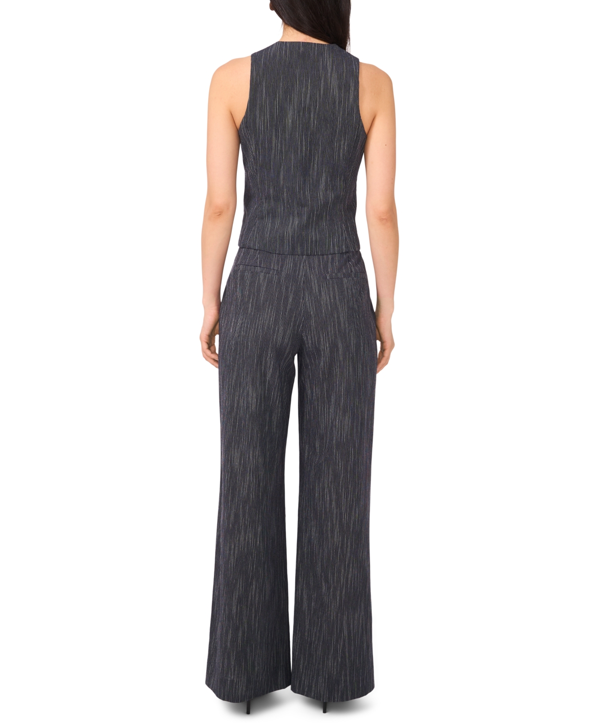 1.state Stripe Button Tab High Waist Wide Leg Pants In Black