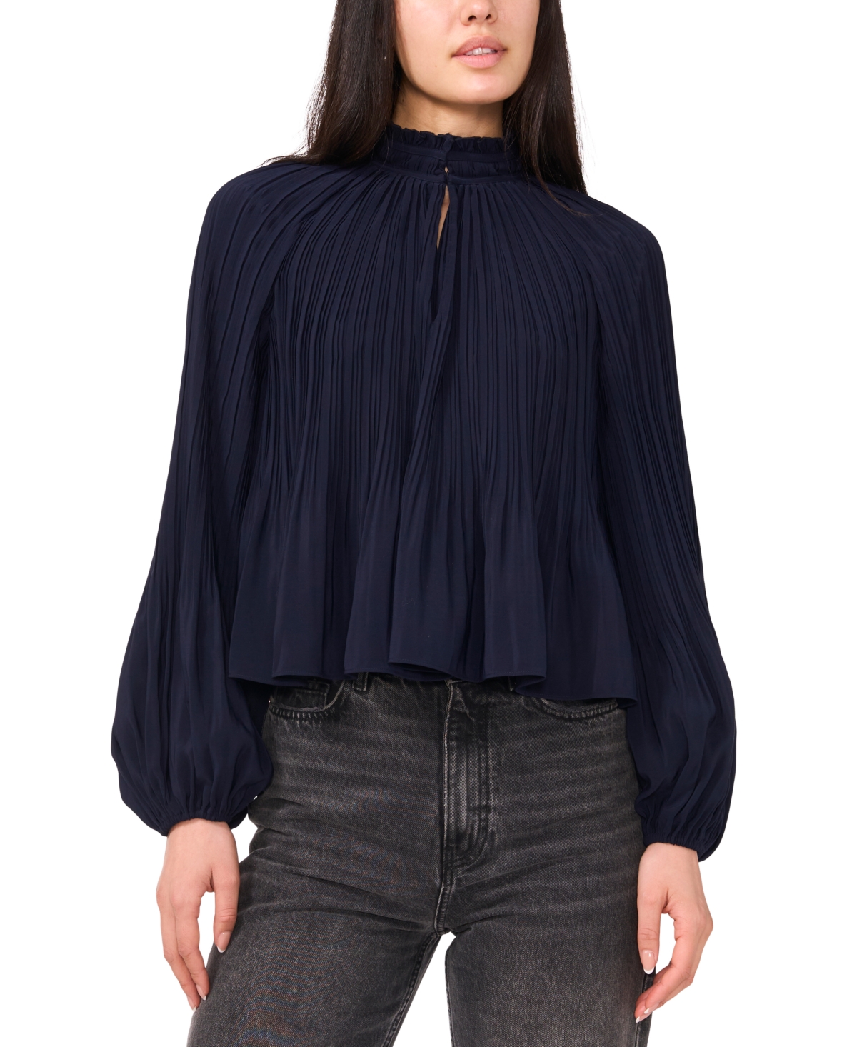 1.state Women's Long Sleeve Pleat Blouse