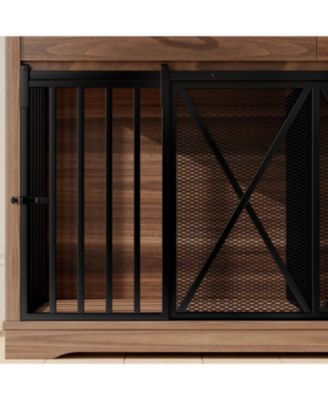 55.1" kitchen Cabinet Dog Crate Cage Table with 2 Storage Drawers and Shelves
