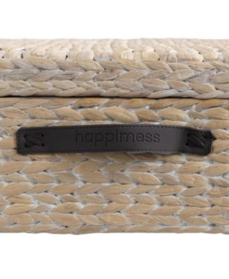 Chett 26.38" Minimalist Hand-Woven Hyacinth/Wood Underbed Storage Bin with Wheels and Handles