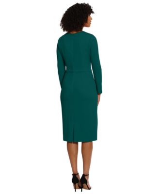 Women's Scuba-Crepe Gathered Midi Dress