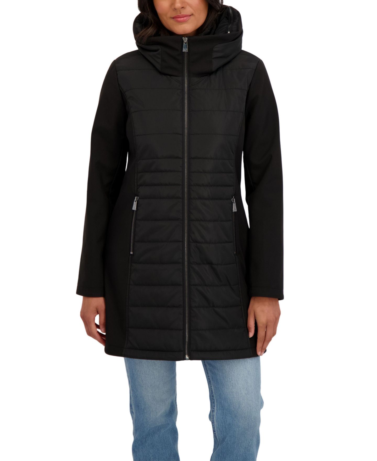 Женские куртки Sebby Collection 3/4 Mix Media Softshell, цвет: Чёрный — фото 3